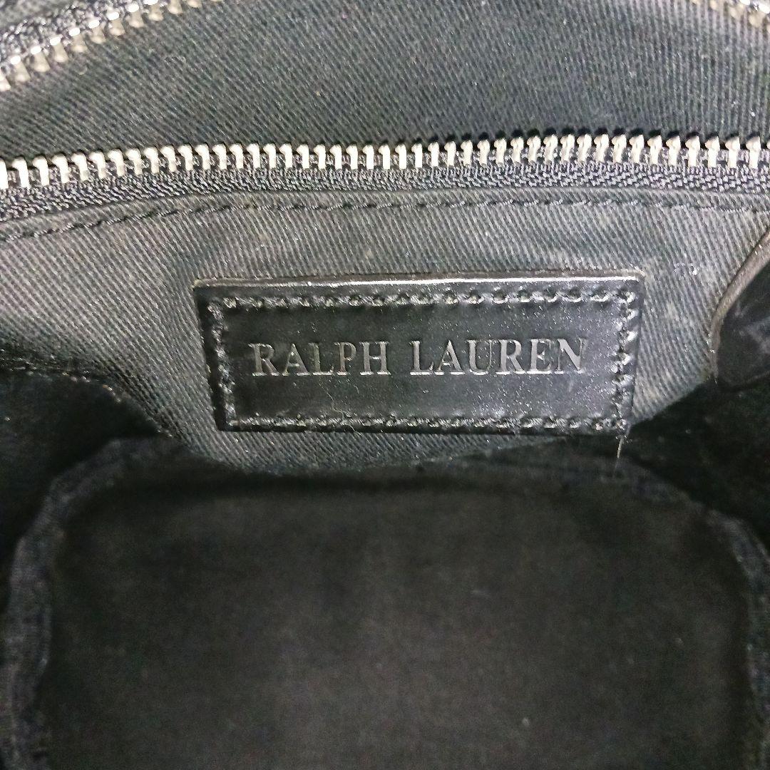 【美品】RALPH LAUREN 千鳥格子PVC×本革レザー切替ショルダーバッグ