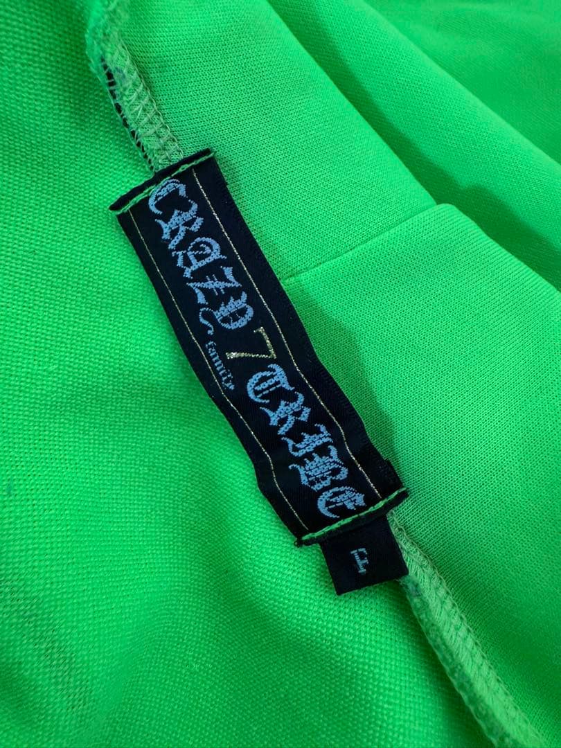 ☆crazy tribe ネオングリーンジャージワンピ☆