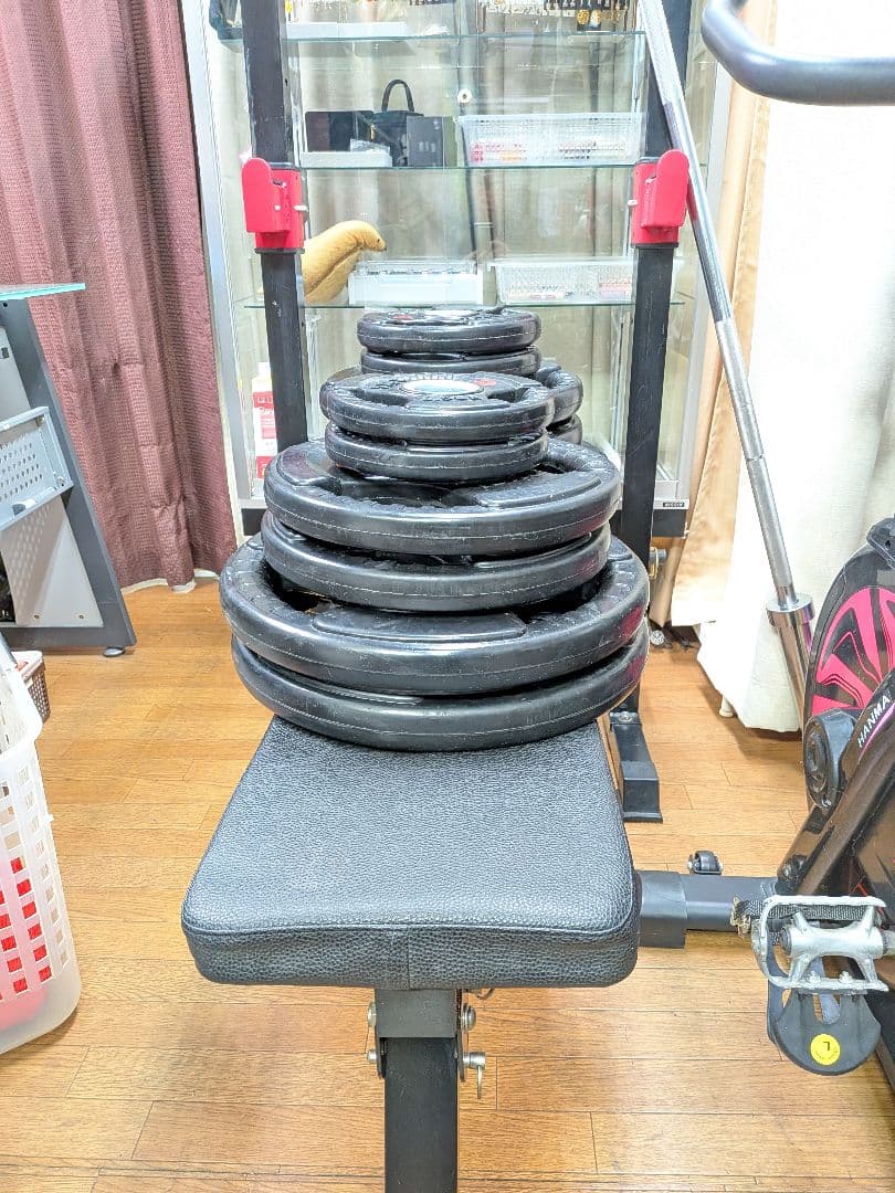 東京都八王子市手渡しのみ筋トレセットバーベル、プレート155kg、台、バイク