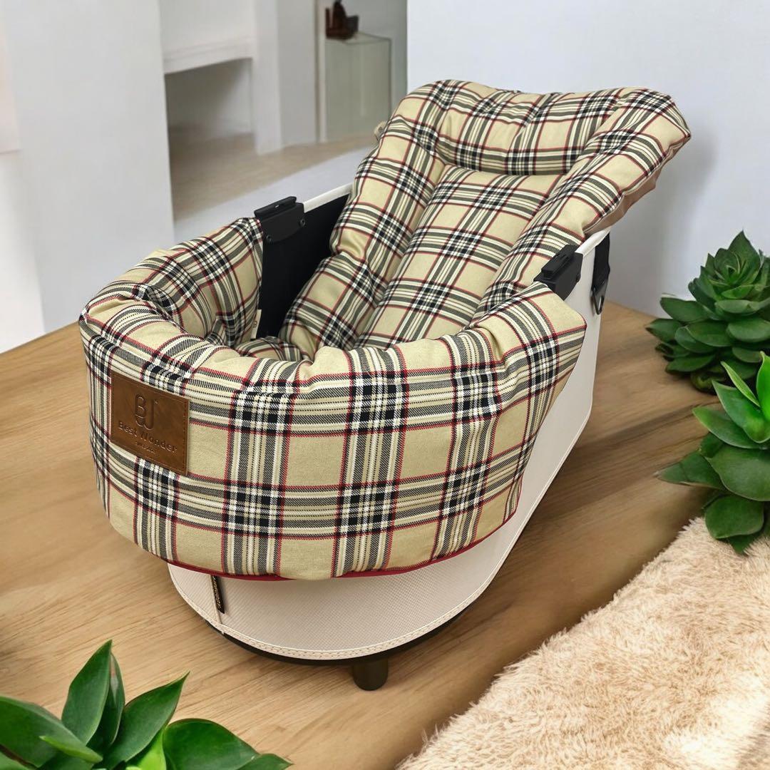 【2点セット】チェック柄ペットカート用クッション