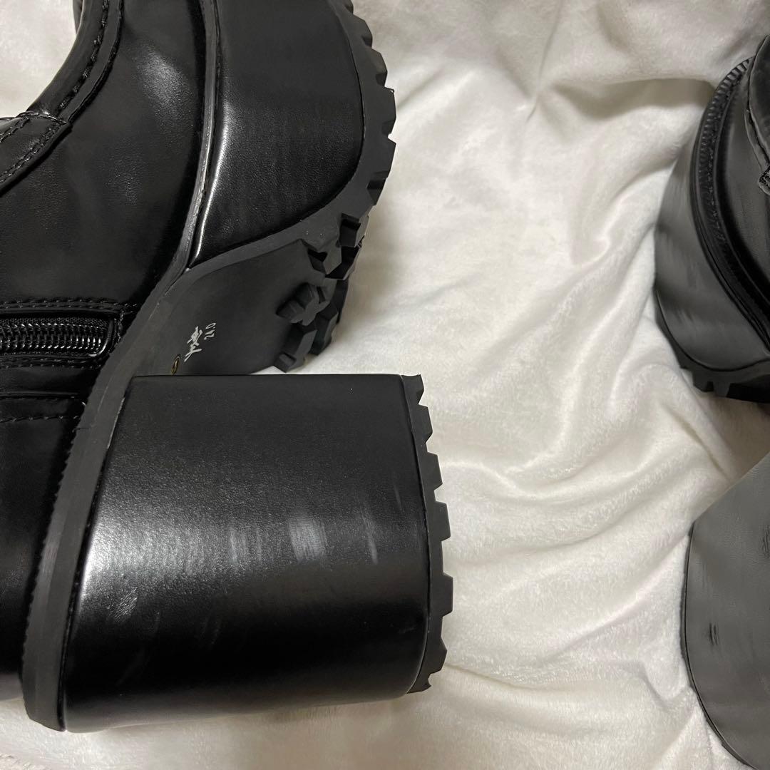 限定品 YOSUKE ヨースケ 厚底 地雷 レースアップ ロングブーツ ベルト