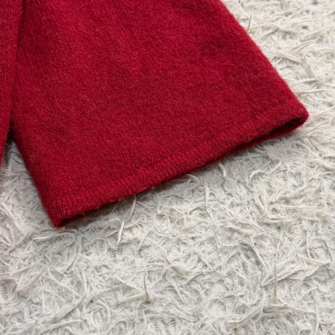 16737✨GUCCI ヴィンテージ 金ボタン ダブル ニットコート レッド