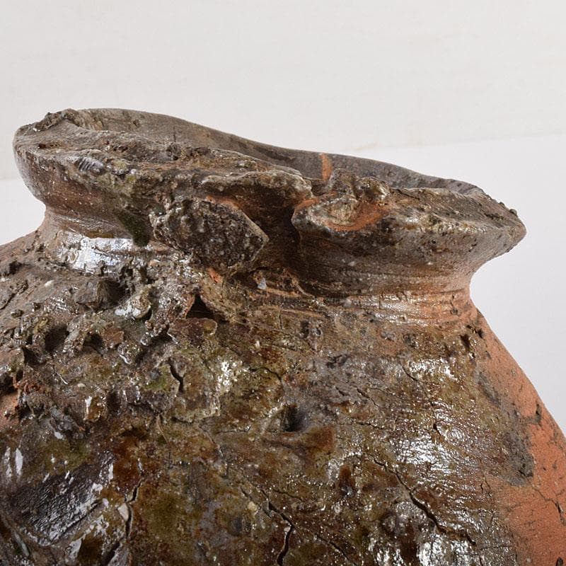 信楽焼　古信楽　蹲（うずくまる）壺　小壺　時代箱　M　R7874C