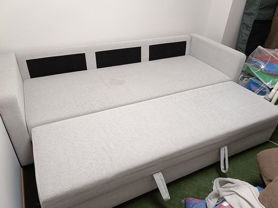 【週末セール中】ニトリ 布張りカウチソファーベット(ノアーク2 GY)