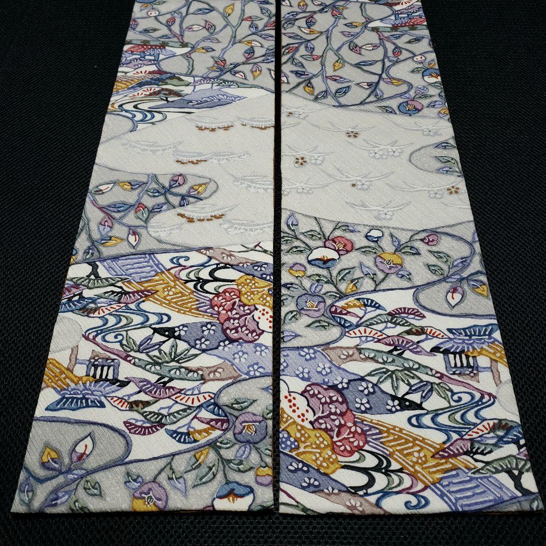 半幅帯 紅型ちりめん× 蚊絣紬 正絹 リバーシブル