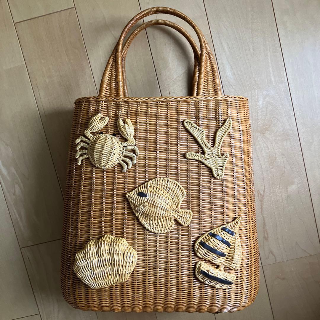 美品　セブンテン　SEVENTEN ラタンマリンバッグ　カゴバッグ　ブラウン