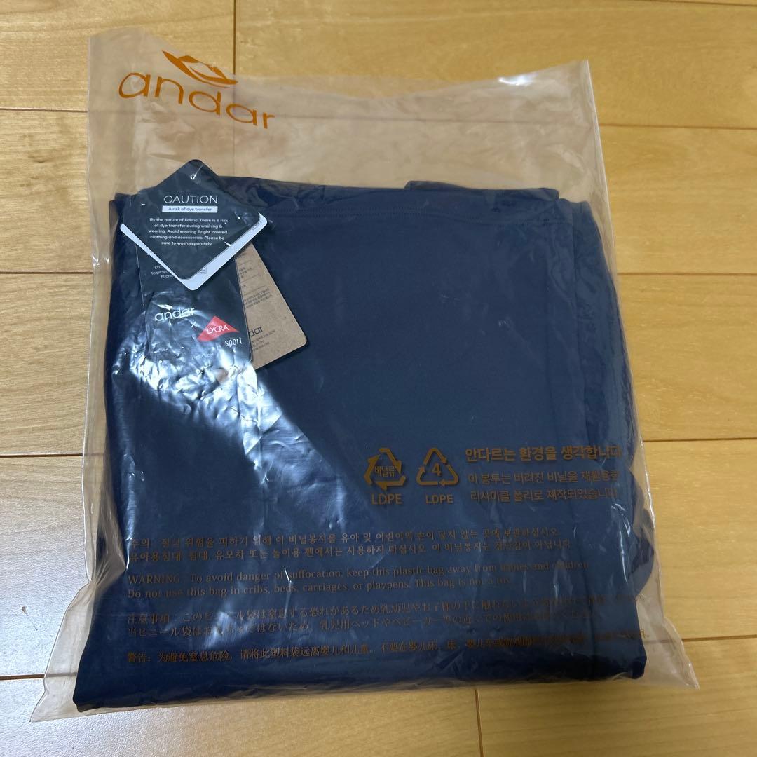 andar Airywinセミ裏起毛ワイドレギンス　ロング　S エボニーグレー