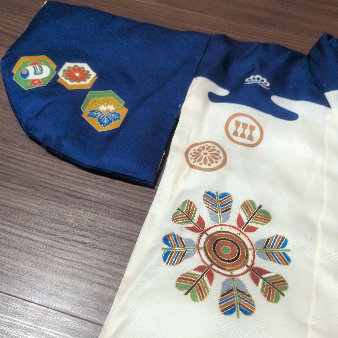 【美品 当日発送】753 5歳 3歳 被布 男の子 着物 ブルー 七五三