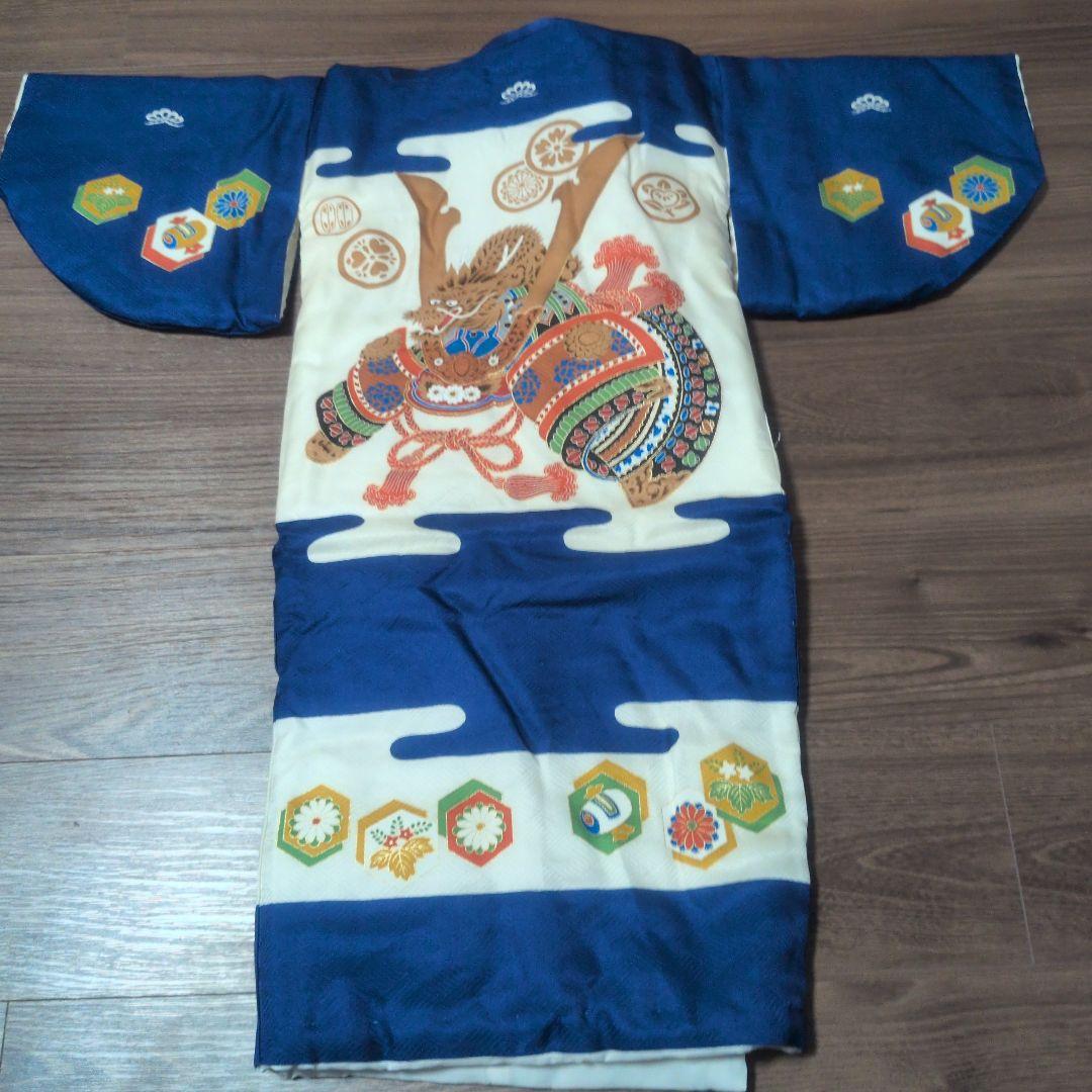 【美品 当日発送】753 5歳 3歳 被布 男の子 着物 ブルー 七五三
