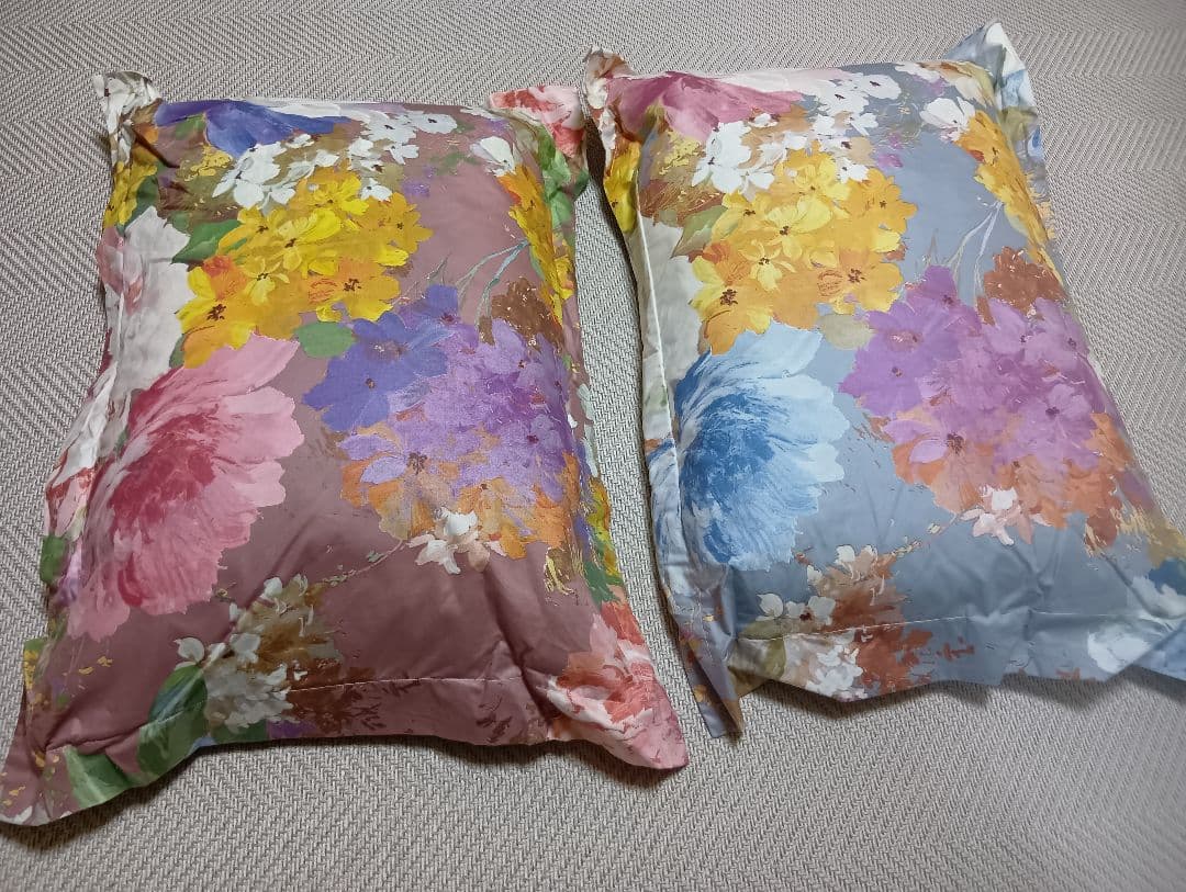 超高級羽毛・羊毛 セット 花柄布団 ダブルサイズ