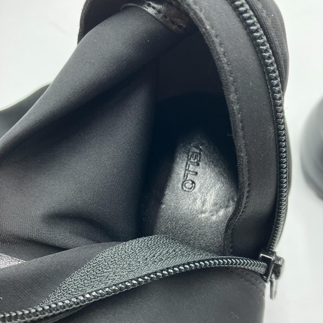 【美品】YELLO　ダブルスニーカーロングブーツ ストレッチ 厚底 ブラック L