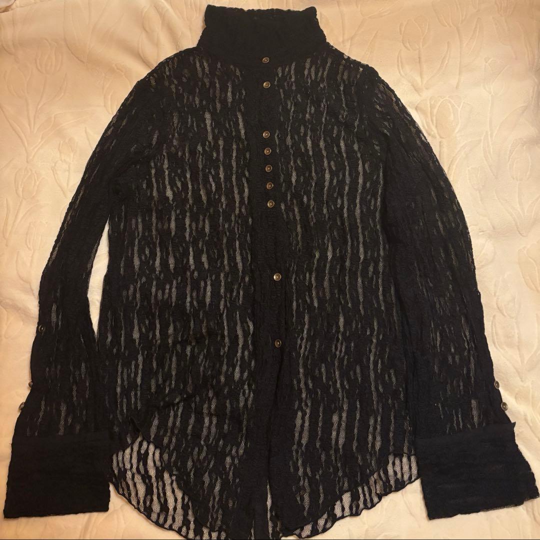 Eaphi TULLE LACE SHIRT ブラック