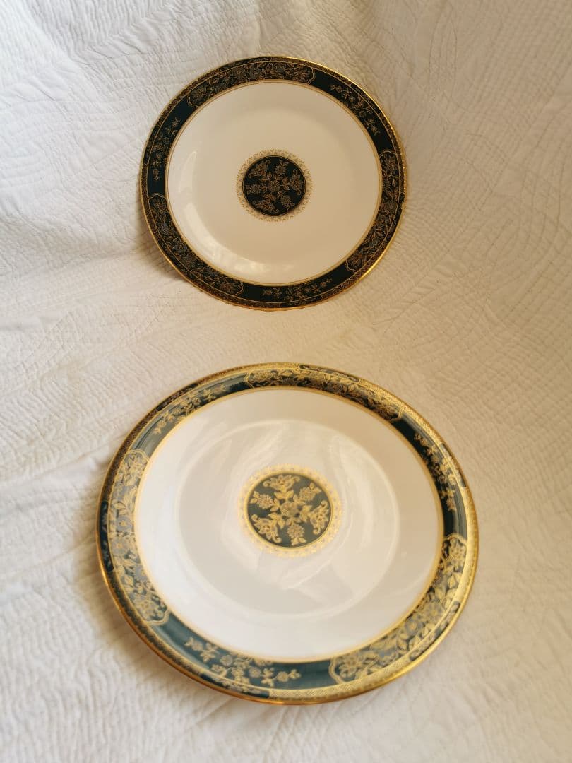 ロイヤルドルトン23㎝ケーキディナープレート２枚セットカーライル エナメル金彩