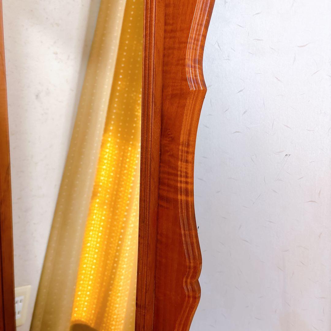 アンティーク サンミラー 木製フレーム 壁掛け鏡 ウォールミラー 姿見 等身鏡