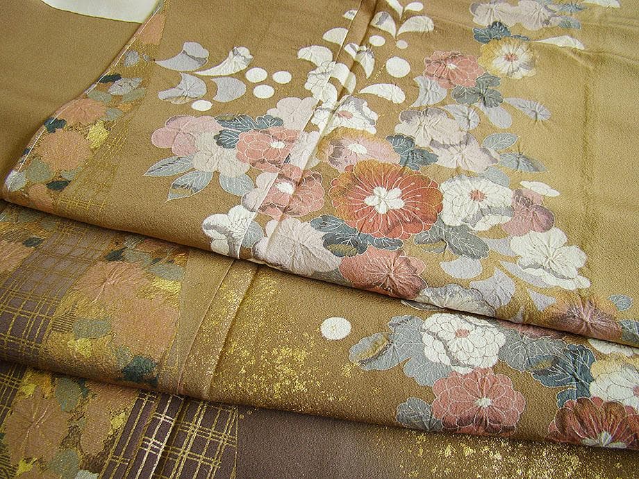 極上縮緬地 附下げ・訪問着＆袋帯・帯〆・帯揚げセット（正絹）未使用 HH2265