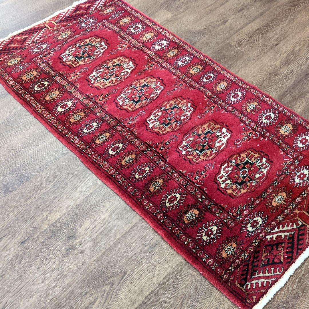 ヴィンテージラグ　パキスタン　トライバルラグ　手織り絨毯　ウール　コットン