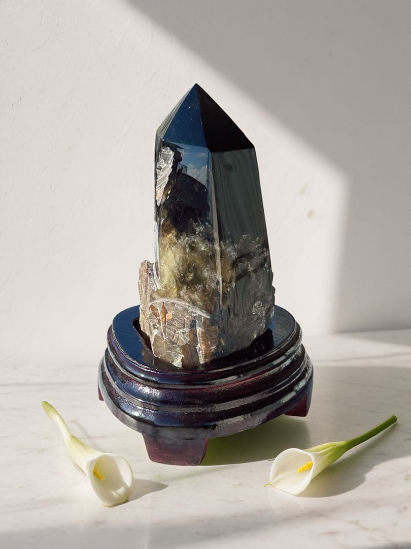 ⭐️モリオンポイント♡BIGサイズ　木の専用台座セット　魔除け　邪鬼　浄化　⭐️