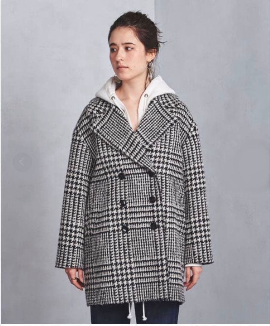 美品✨ユナイテッドアローズ ウール アルパカ チェック柄 コート 日本製 L