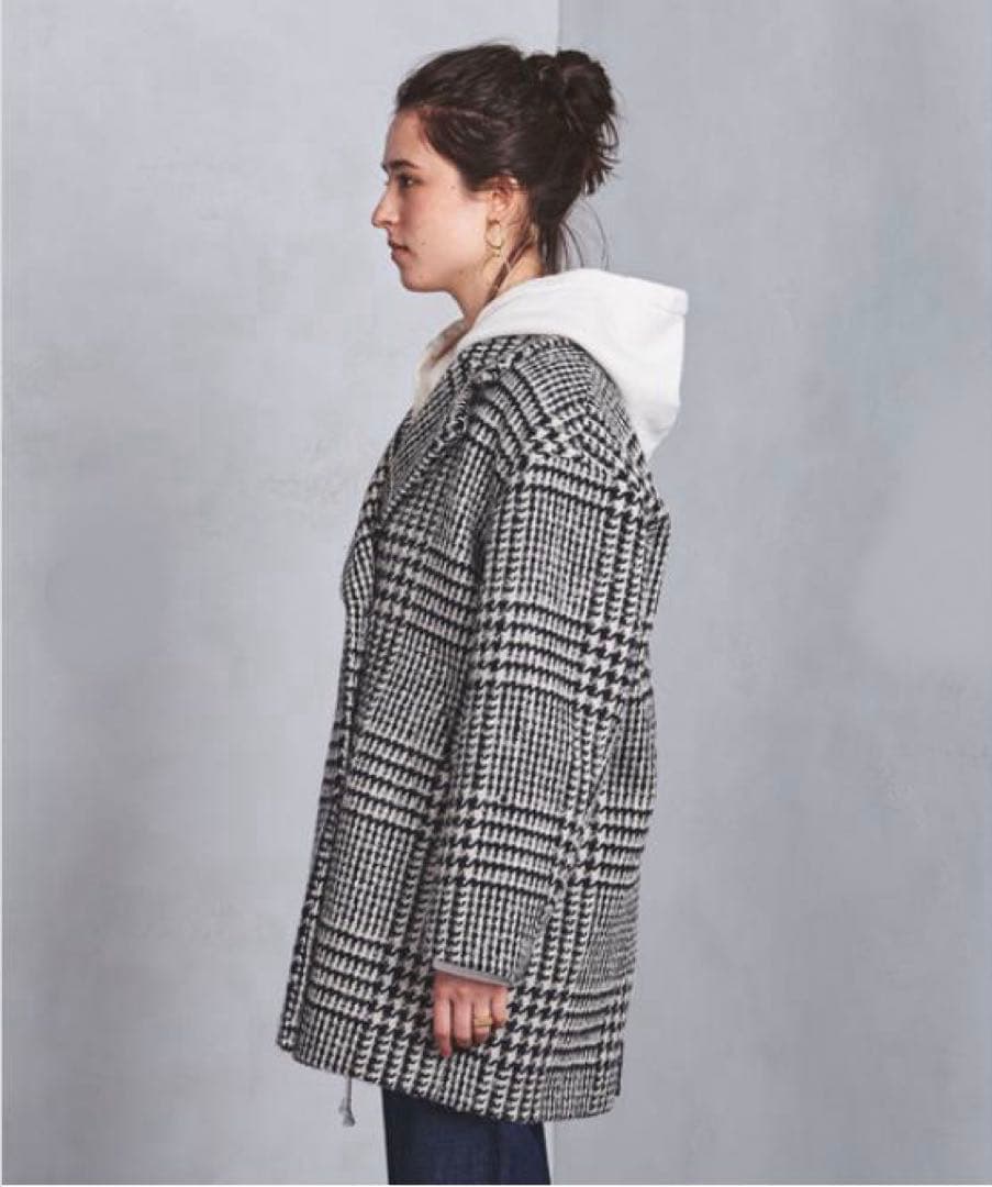 美品✨ユナイテッドアローズ ウール アルパカ チェック柄 コート 日本製 L