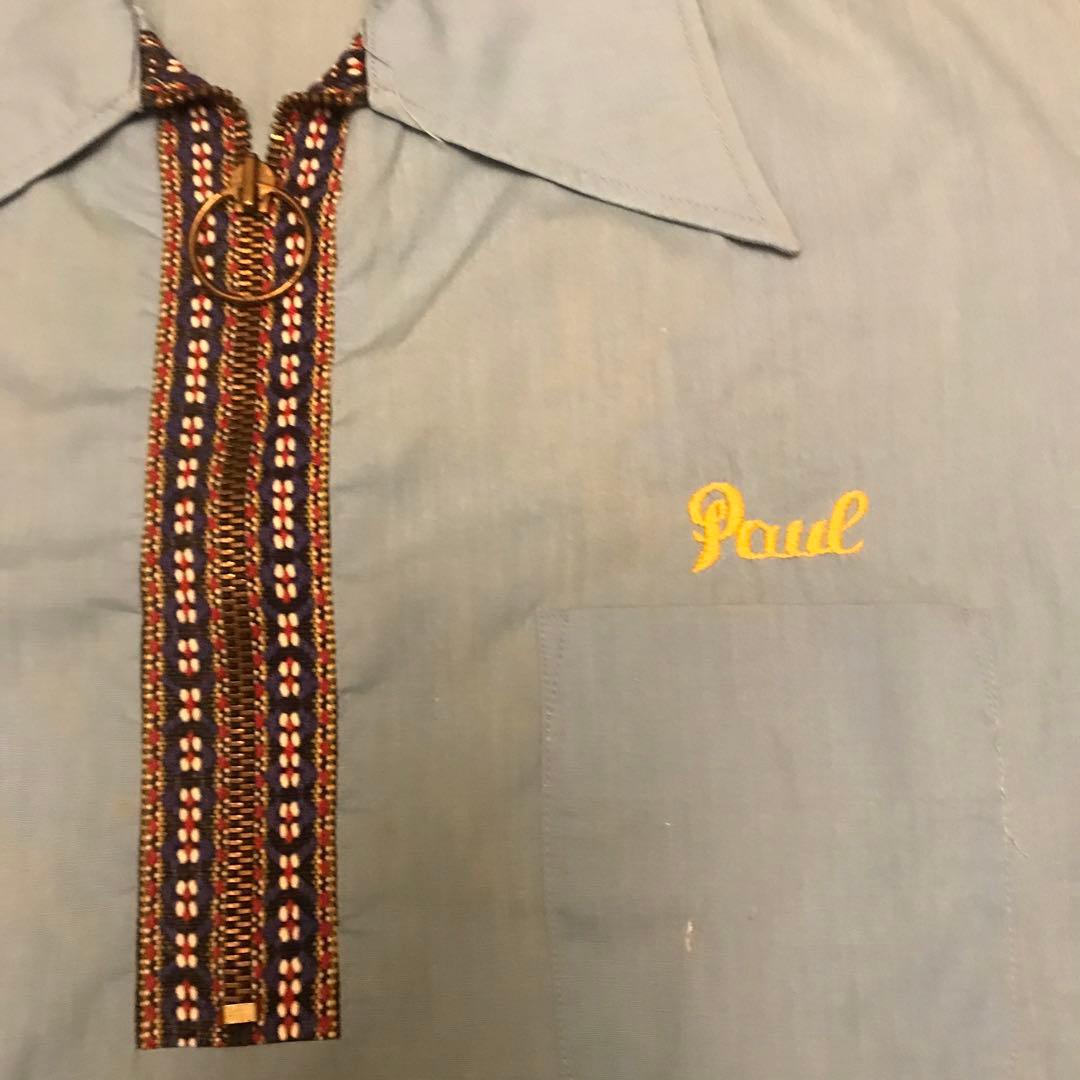 キングルイ　ビンテージ ボーリングシャツ　　刺繍　ハーフジップ　70s