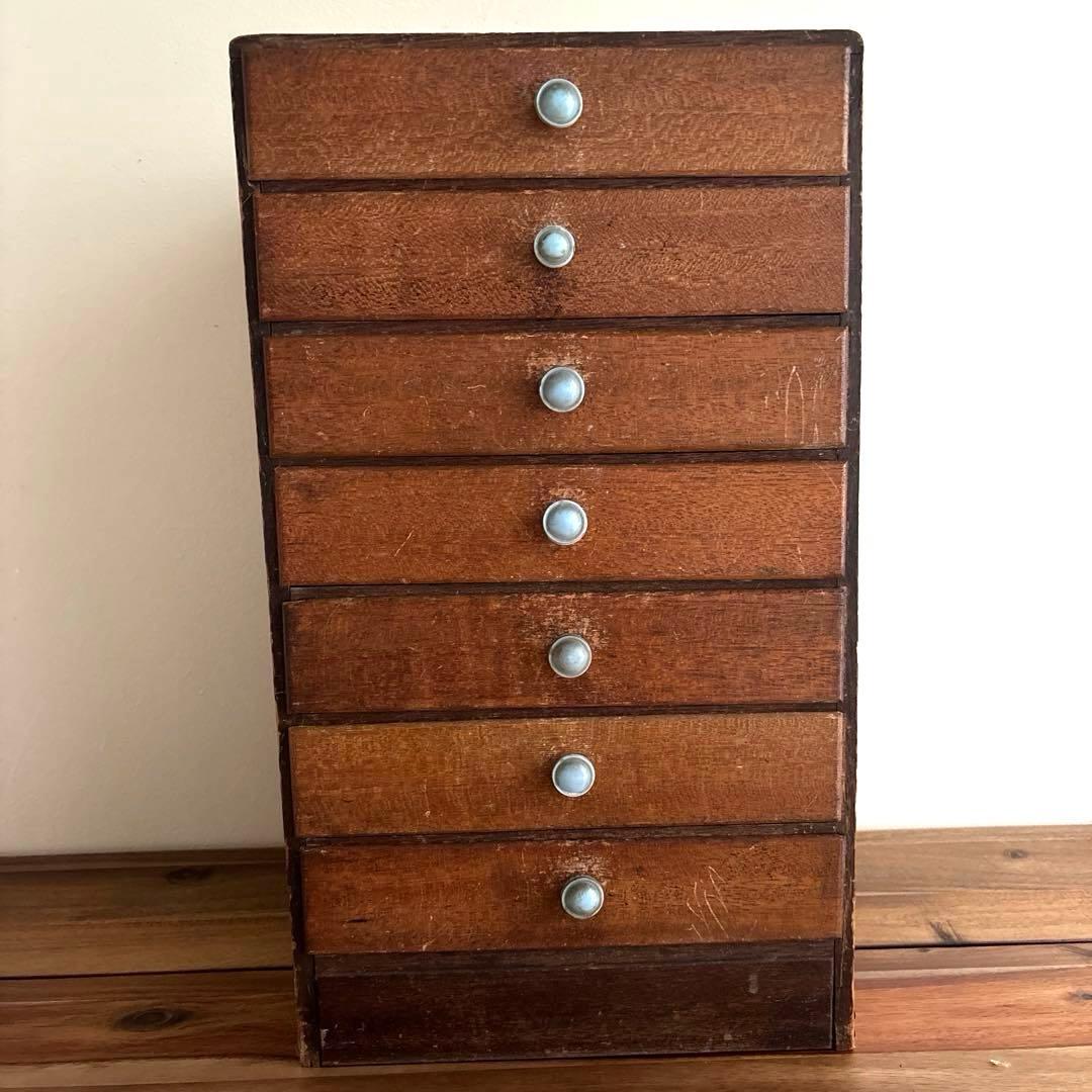 アンティーク　引き出し7段 小物入れ 古道具 木製 昭和　レトロ