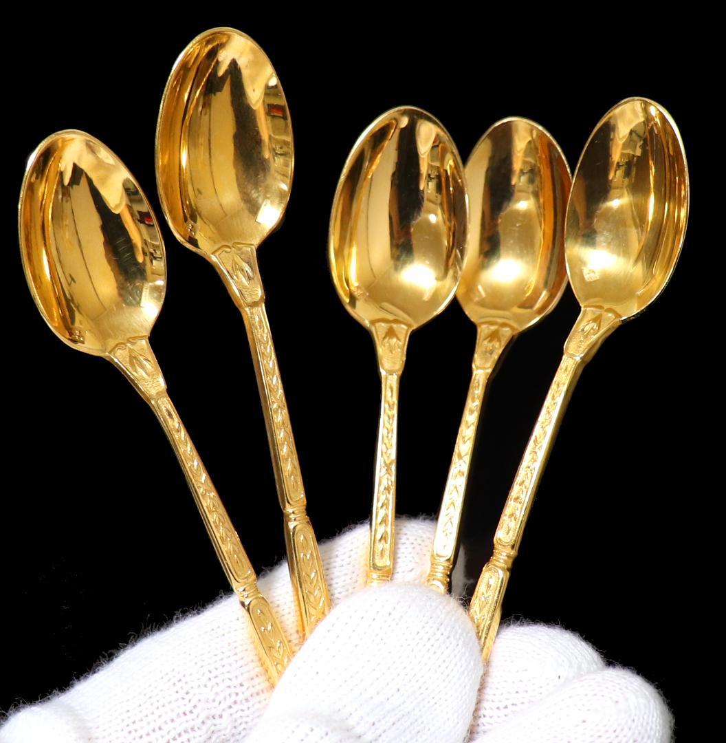 クリストフル 最高級箱付き 24金プレート ナターシャ装飾モカスプーン 12本