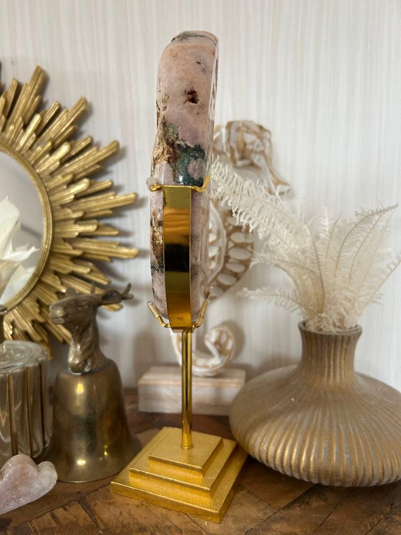 【天然石 モスアゲート｜月型オブジェ｜インテリアに最適】