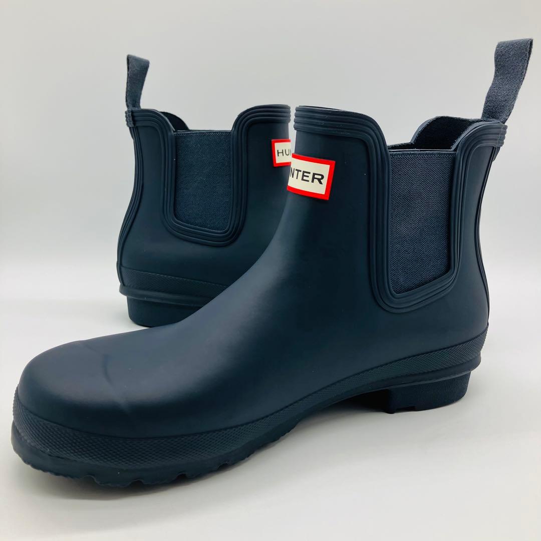 HUNTER サイドゴア チェルシー レイン ブーツ 紺 ネイビー UK6 25