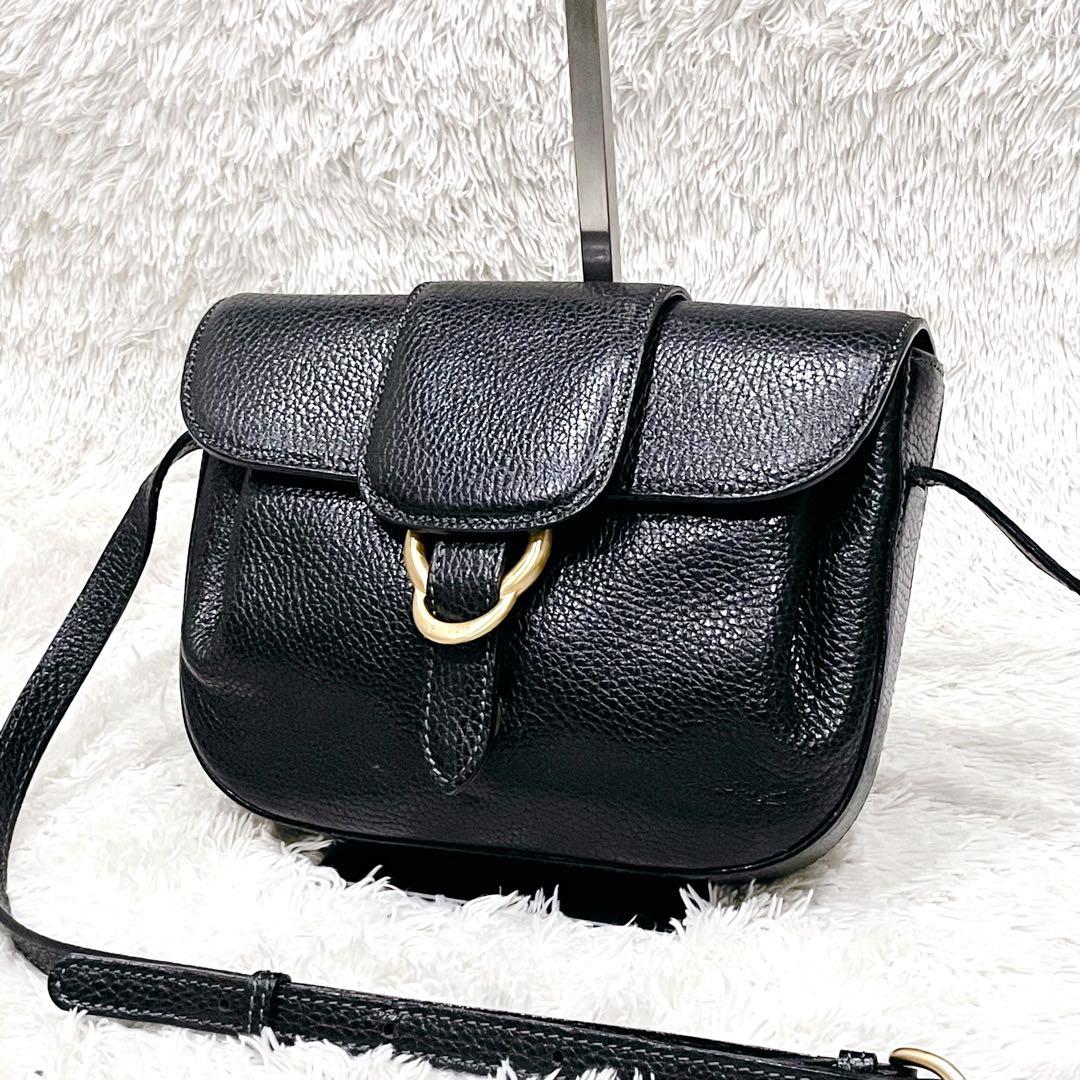 美品 BALLY クラシック ショルダーバッグ クロスボディ ロゴ シボ革 黒