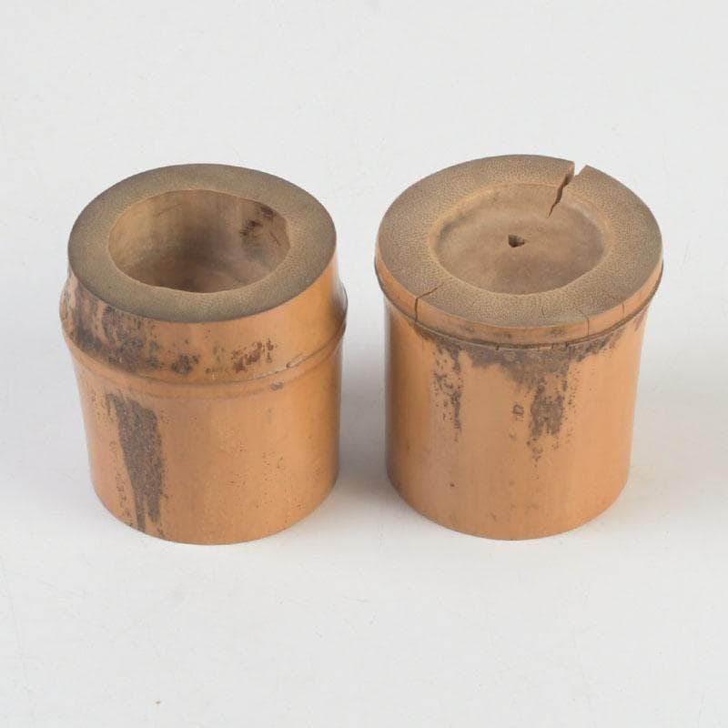 茶道具　竹蓋置　一双　花押あり　書付共箱　N　9860