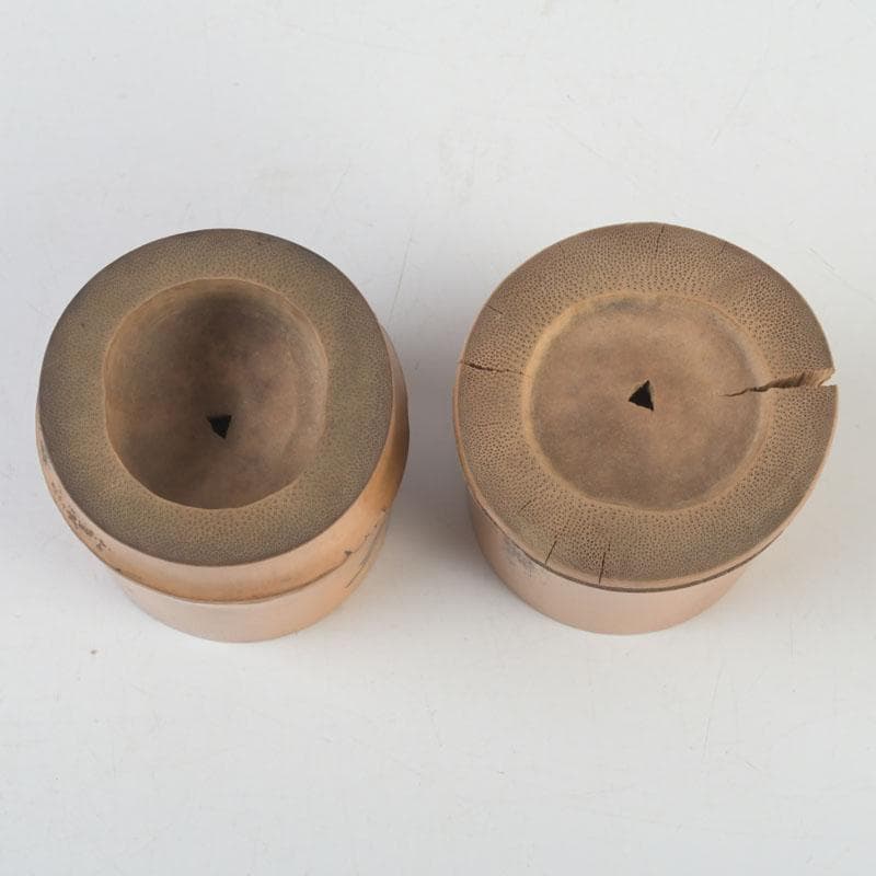 茶道具　竹蓋置　一双　花押あり　書付共箱　N　9860