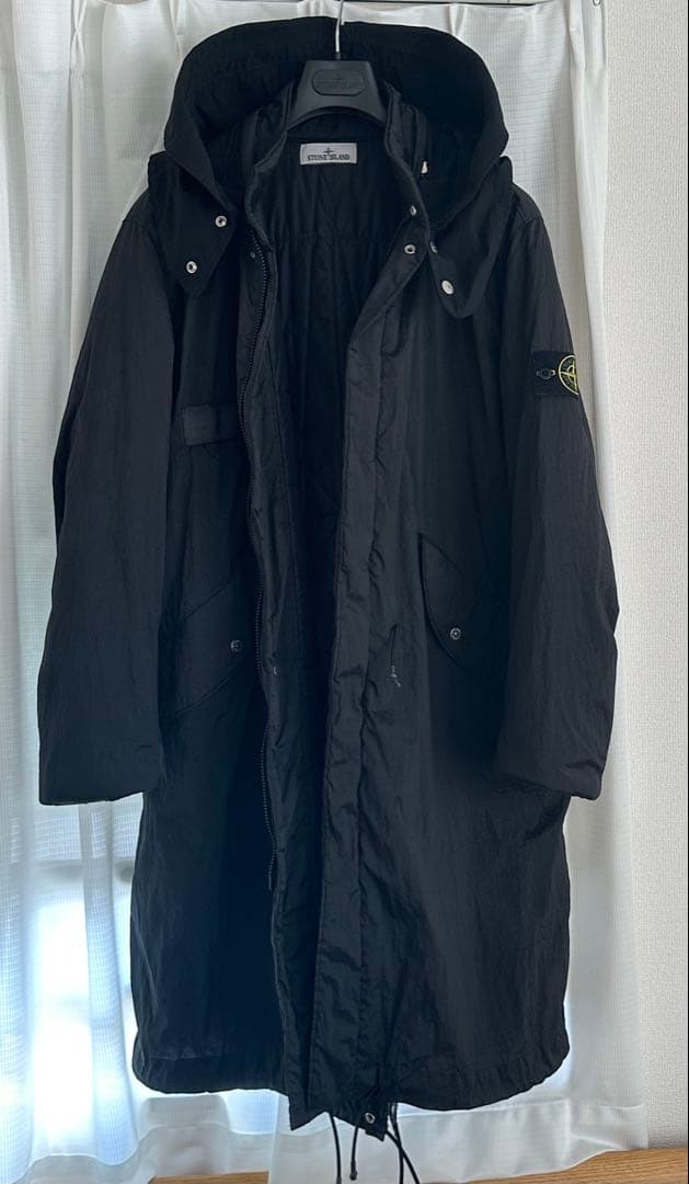 ストーンアイランドSTONE ナイロンメタル中綿モッズコート黒Ｌ