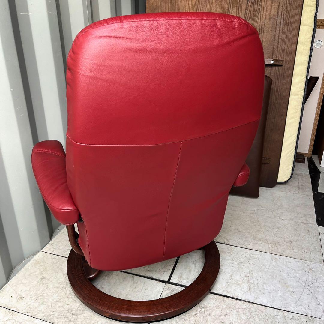 取付無料！エコーネス ストレスレス コンサル M 本革レッドリクライニングソファ