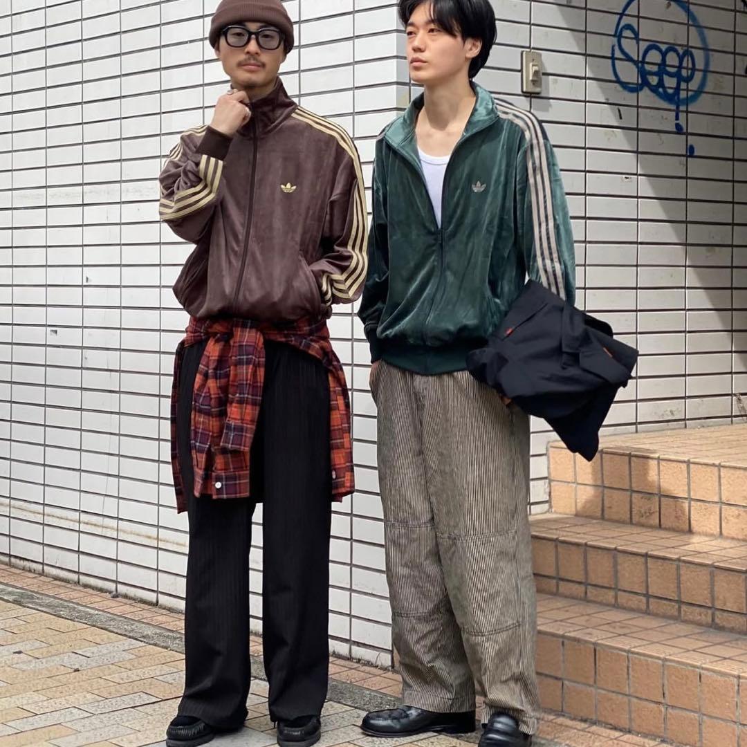 新品L⭐️adidas ファイヤーバード ベロア トラックトップ グリーン