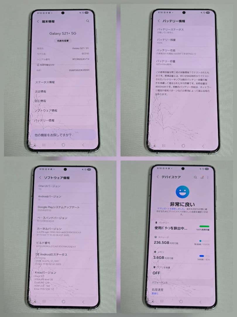 Galaxy S21+ SIMフリー 判定○【完動品】au版 国内版 シルバー