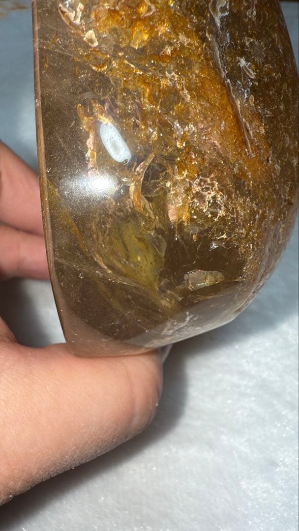 彫刻原石龍神様 宝珠 陰陽太極図 雲文 ゴールデンヒーラー リモナイト 虹 置物