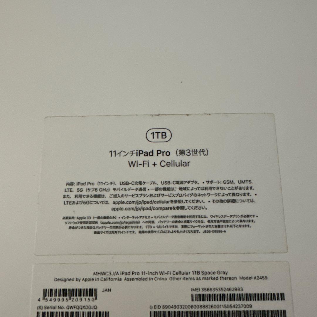 iPad Pro 11インチ 1TB M1 wi-fi +Cellular 本体