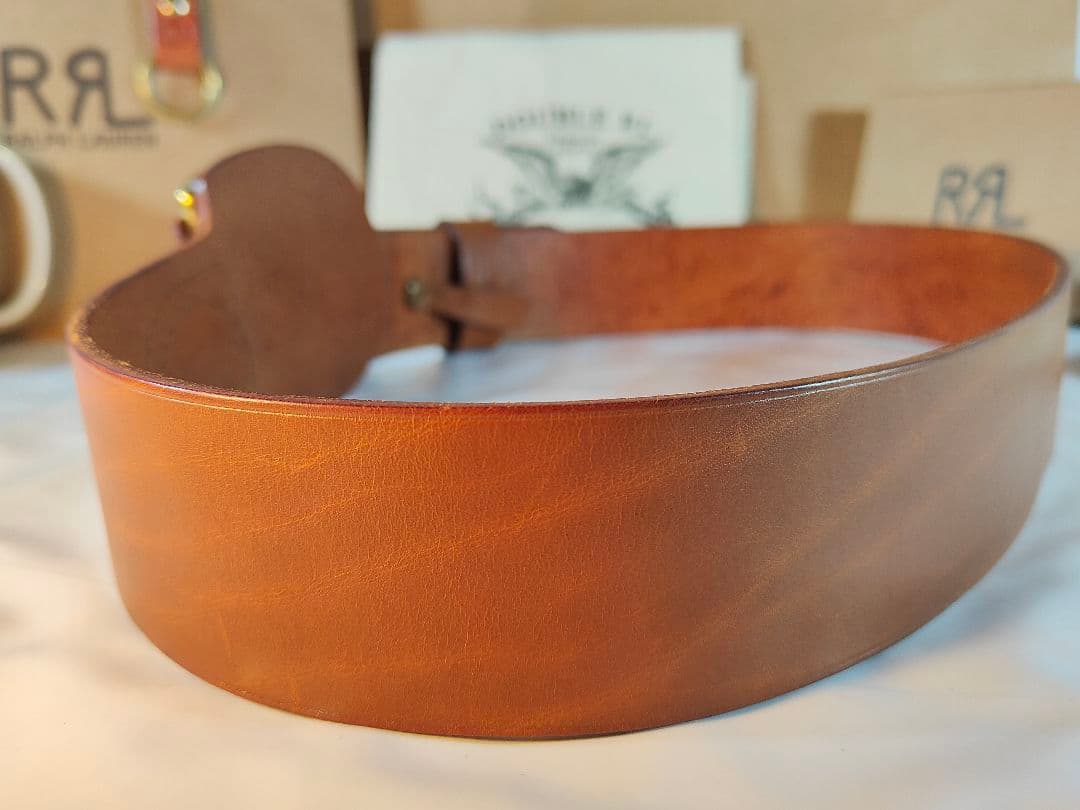 【極美品】ラルフローレン　正規品　高級ゴールドリングベルト　厚本革ドレスベルト