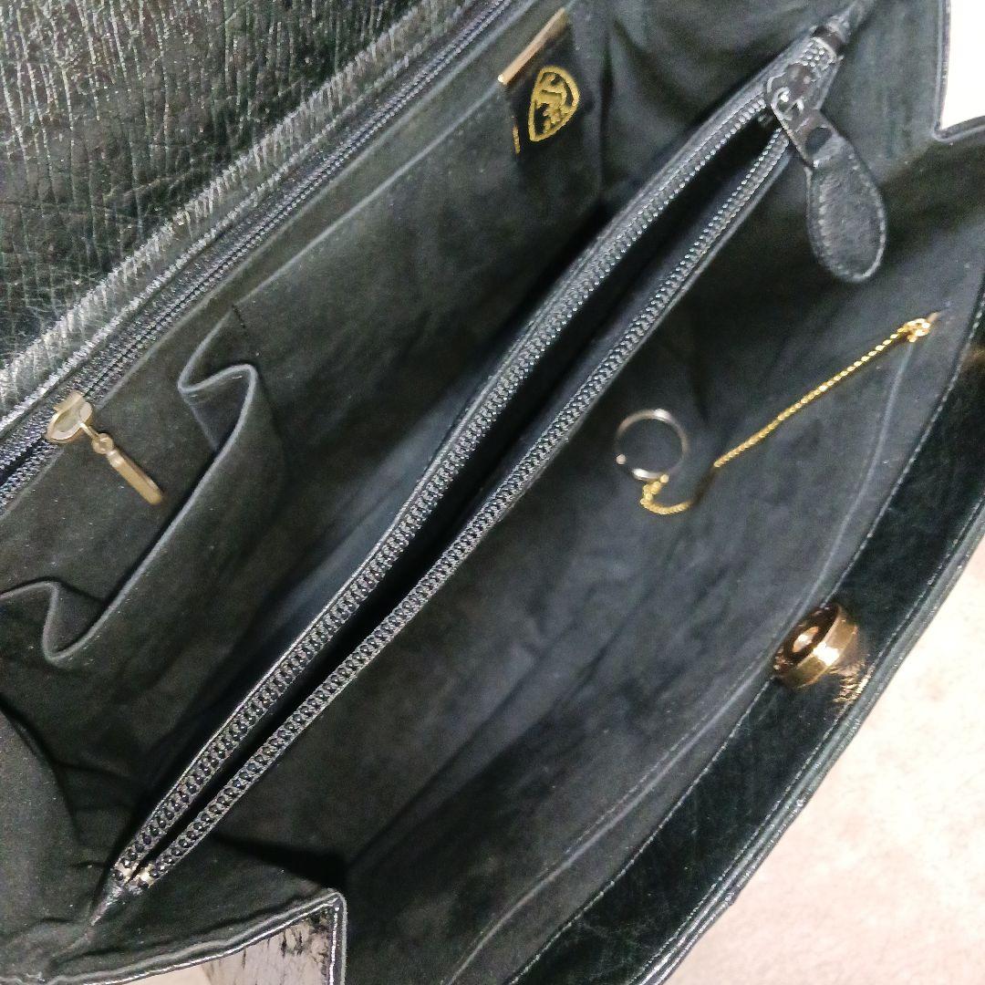 【極美品】JRA認定 OSTRICH ハンドバッグ ブラック 日本製