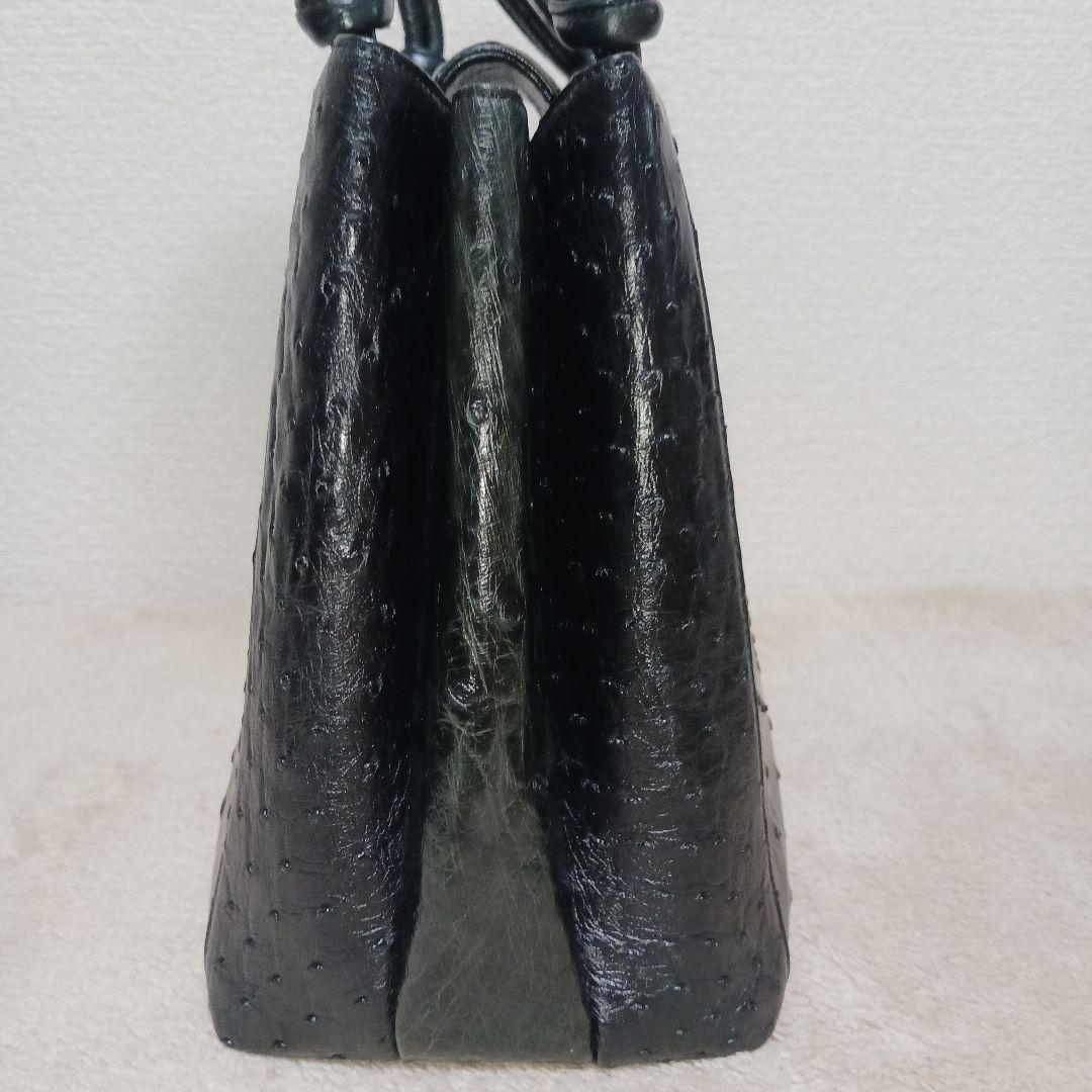 【極美品】JRA認定 OSTRICH ハンドバッグ ブラック 日本製