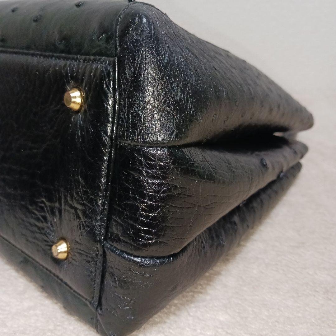 【極美品】JRA認定 OSTRICH ハンドバッグ ブラック 日本製