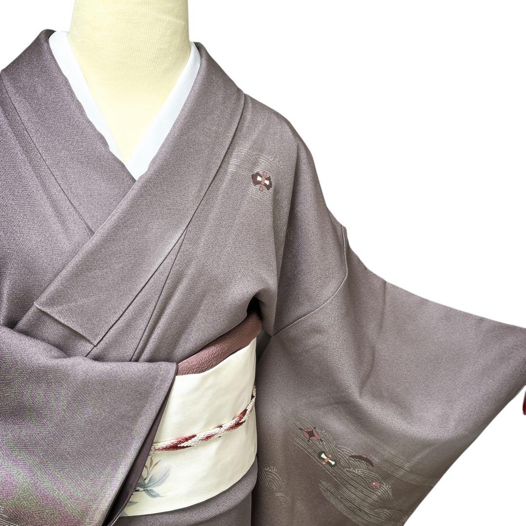 A167愛華 着物 訪問着　袷　刺繍　茶色　暈し　正絹　美品フォーマル