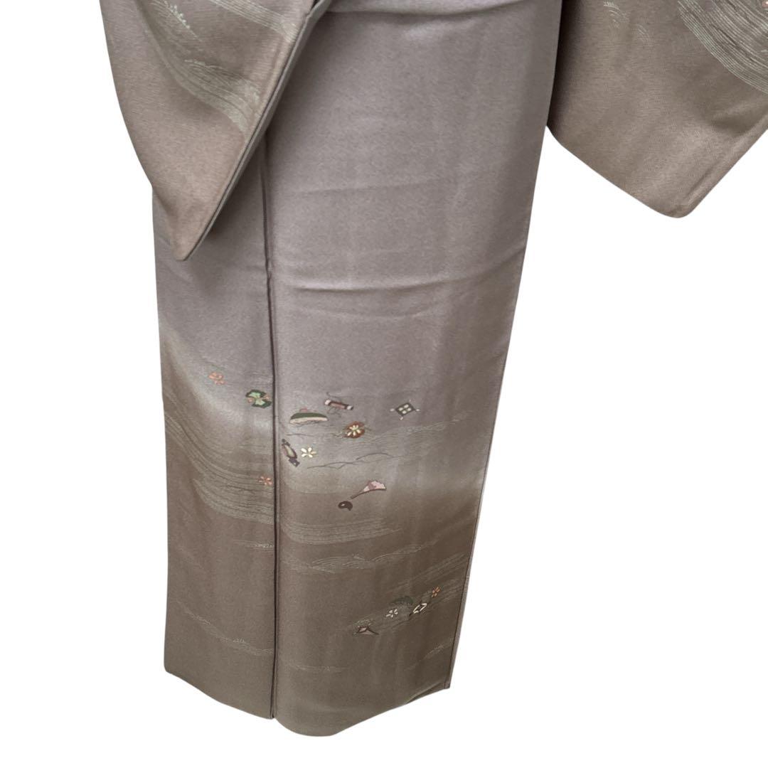 A167愛華 着物 訪問着　袷　刺繍　茶色　暈し　正絹　美品フォーマル