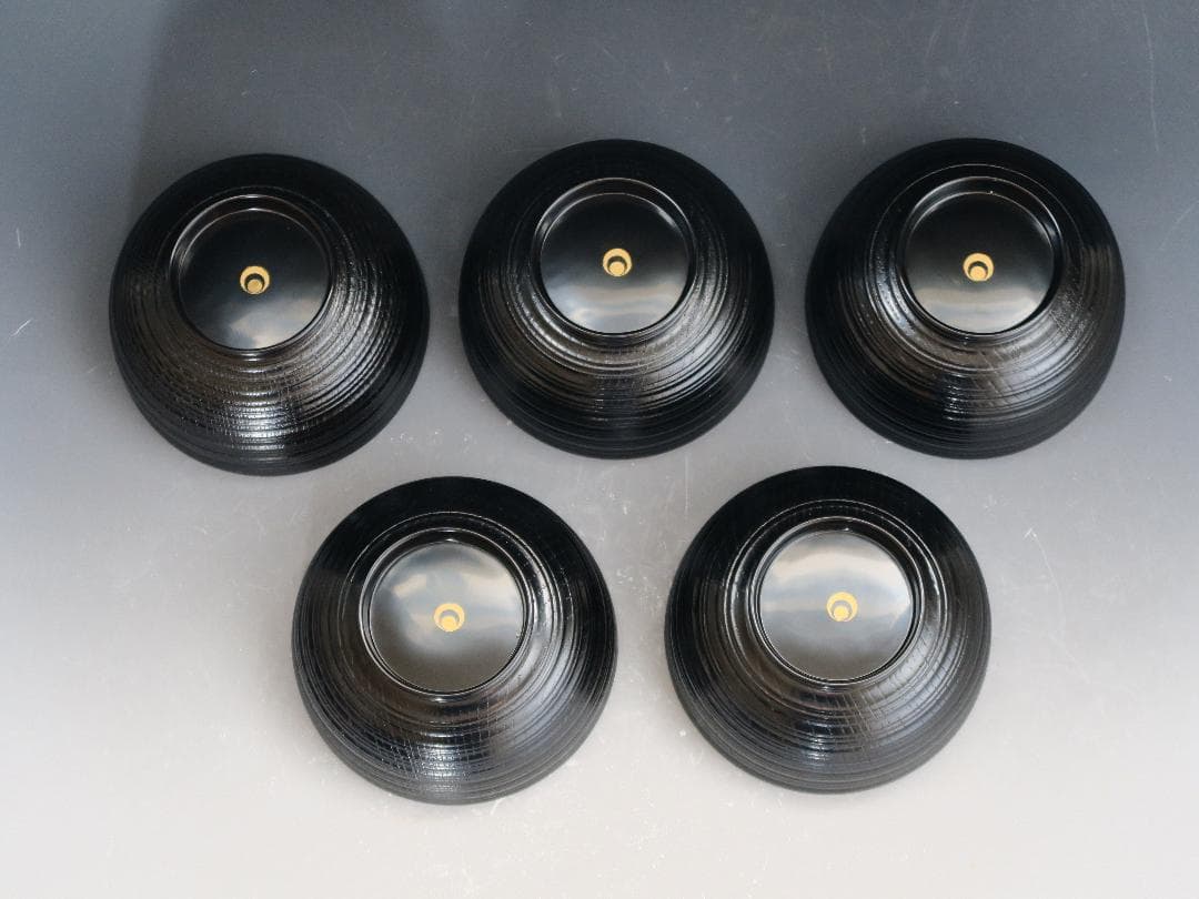 【輪島塗】輪州造 日之出蕨波（わらびなみ）蒔絵 椀 五客揃 天然木 共箱