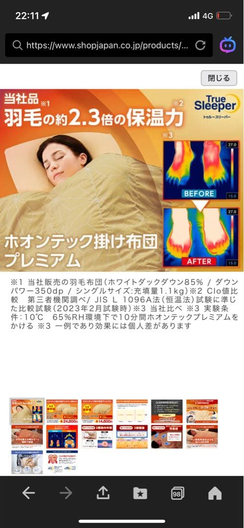 True Sleeper ホオンテック掛け布団　シングル
