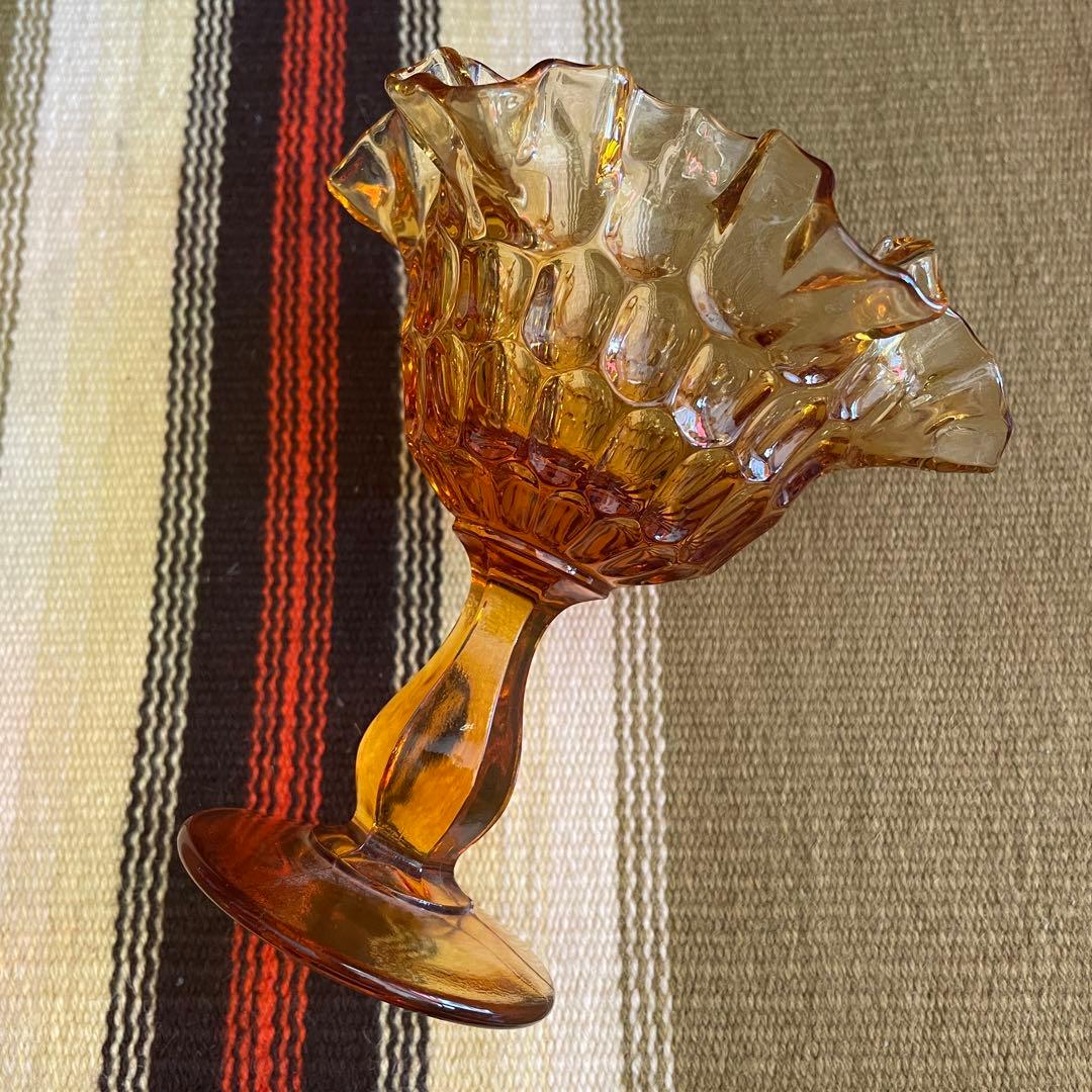 60s〜70s オールドフェントンFenton アンバーガラス置物アンティーク