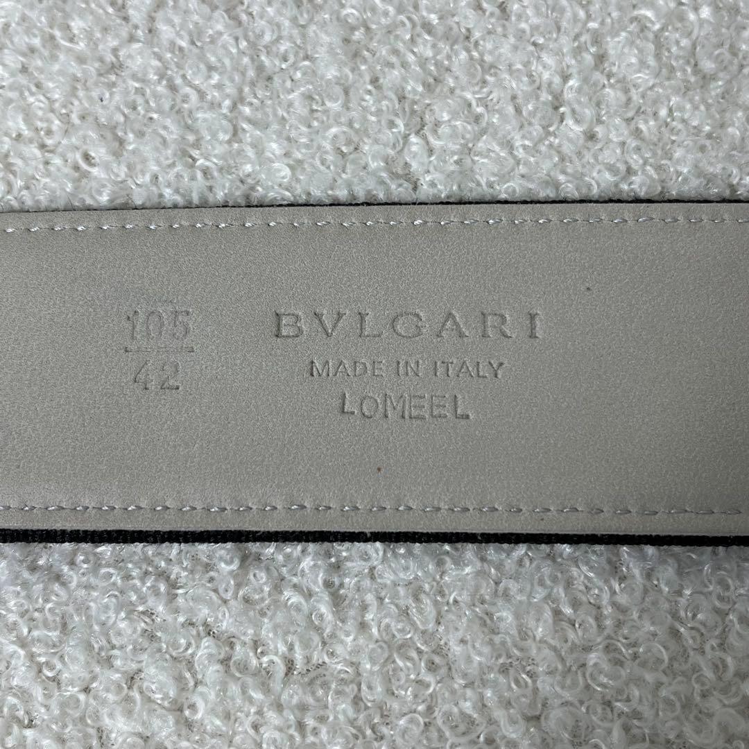 未使用級　BVLGARI ベルト　サークルロゴ　キャンバス　レザー　イタリア製