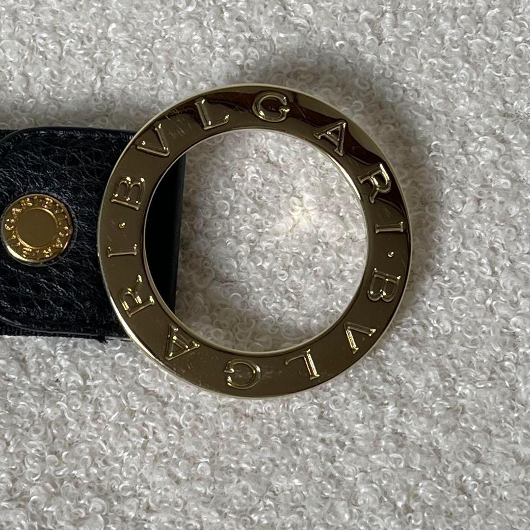 未使用級　BVLGARI ベルト　サークルロゴ　キャンバス　レザー　イタリア製