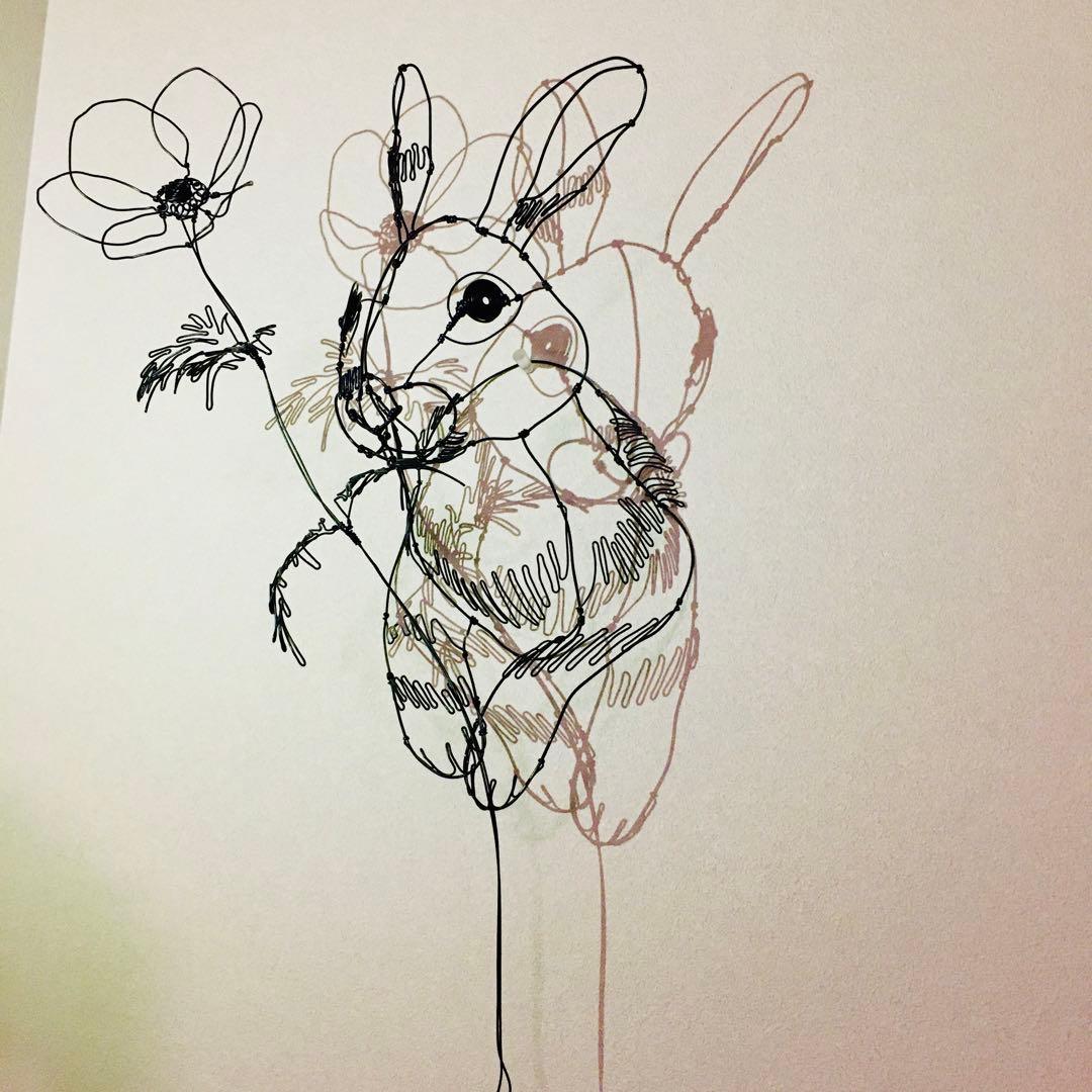 ワイヤーアート　ワイヤークラフト うさぎ