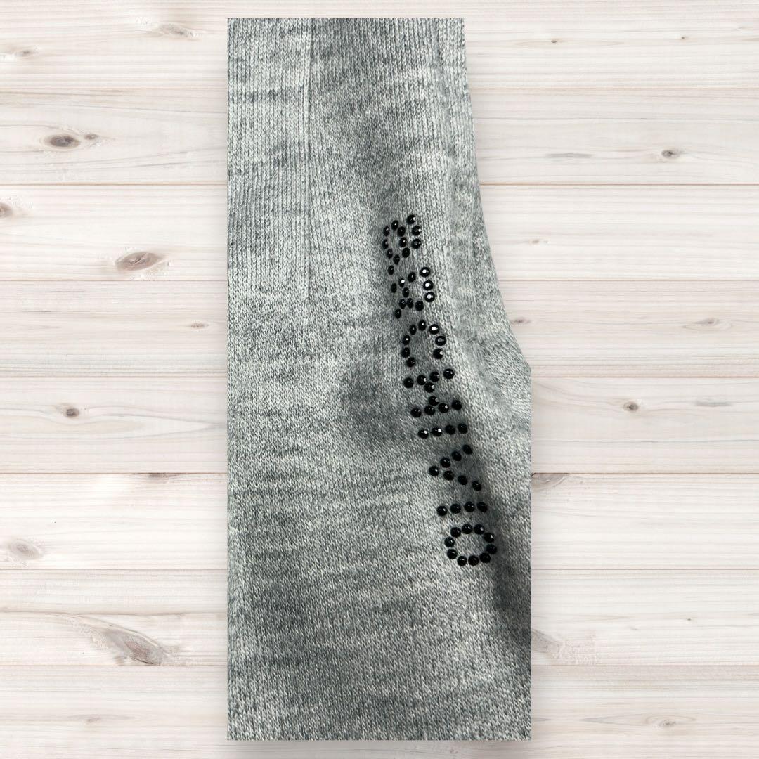 【美品/36】アルチビオ ゴルフ スカート グレー ウール混 ラインストーンロゴ